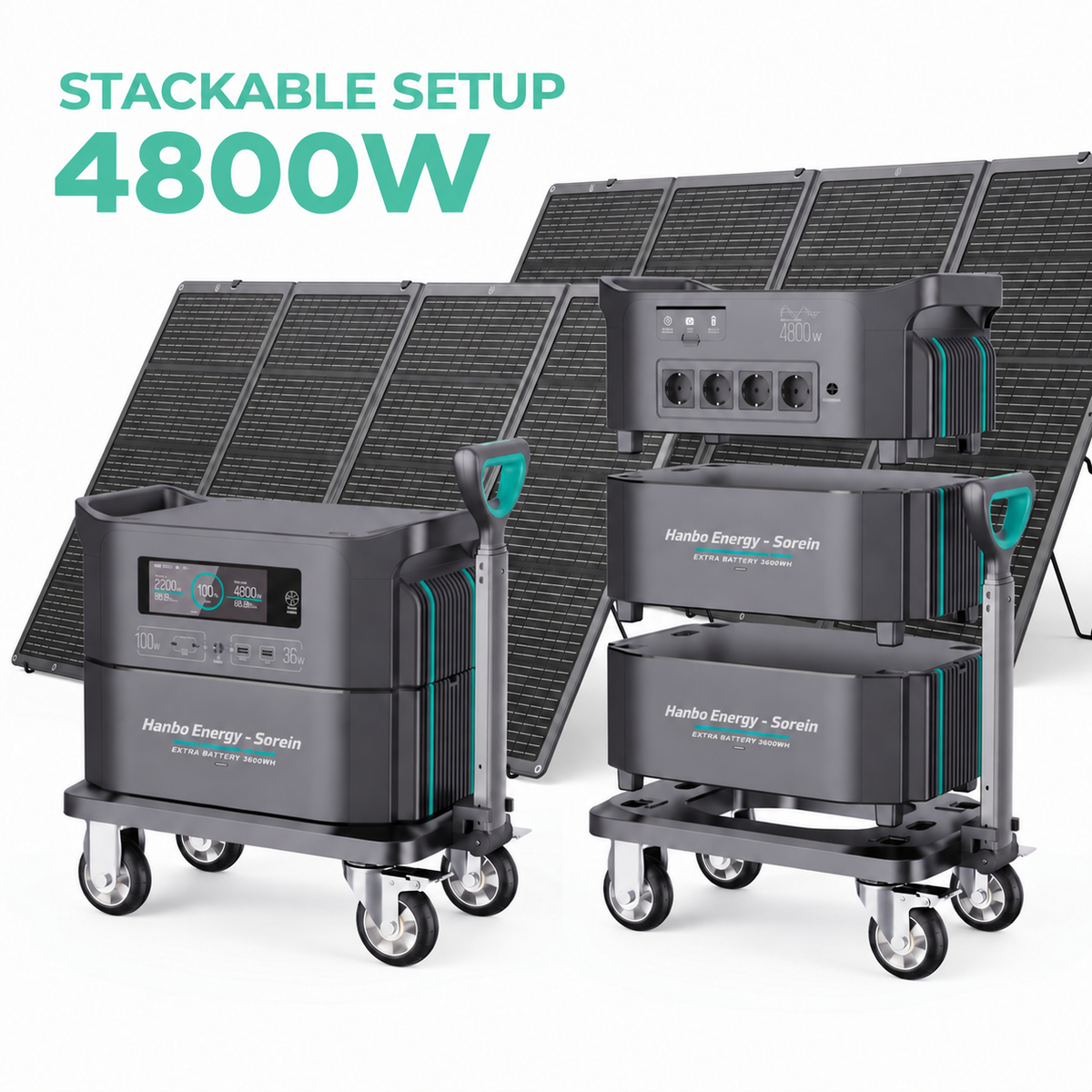 G4800 HanboEnergy - Portable Power Station 4800W All in One Generator solar battery storage
