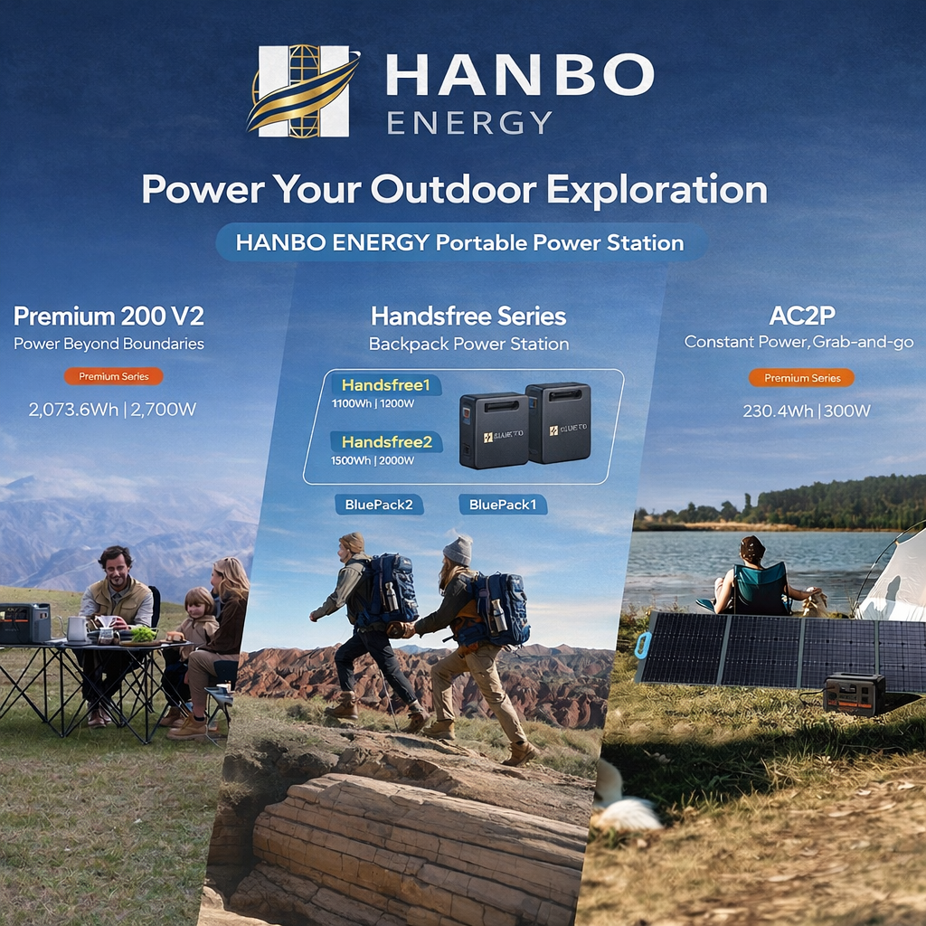 HanboEnergy Portable Solar Power Station | 500W–3000W Home & Outdoor Backup Power